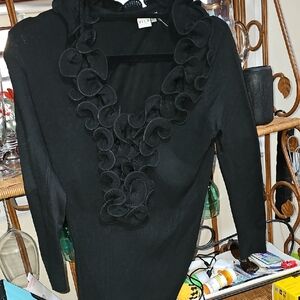 VILA Black Ruffled Top